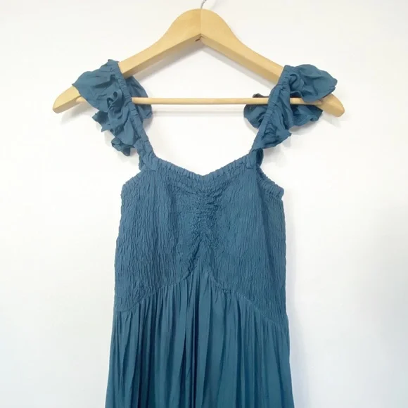 NWT-Boho Me Dark Teal Smocked tank Hi low Sundress SM - Picture 2 of 9